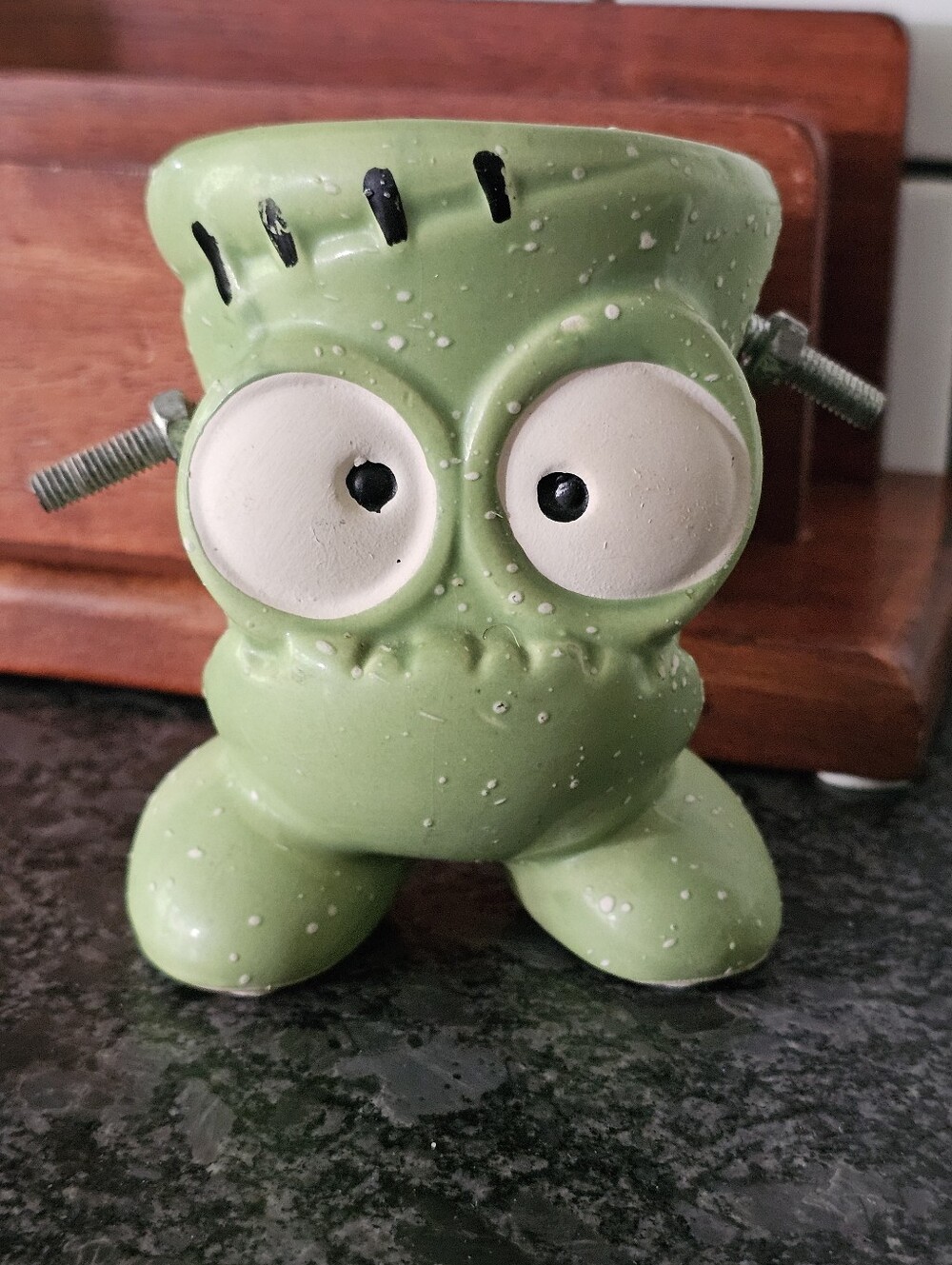 Baby Frankenstein Planter Big Eyes Dopey Cute Spooky Bolt Head Small Halloween
